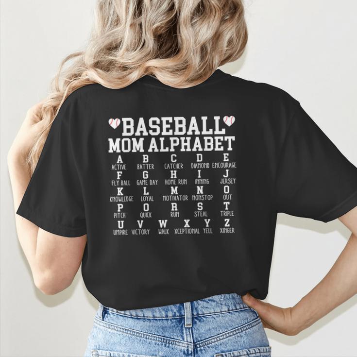 Baseball Mom Alphabet Mommy Mother's Day Motivational Saying Women's T-Shirt Back Print Baseball Mom Alphabet Mommy Mother's Day Motivational Saying Women's T-Shirt Back Print