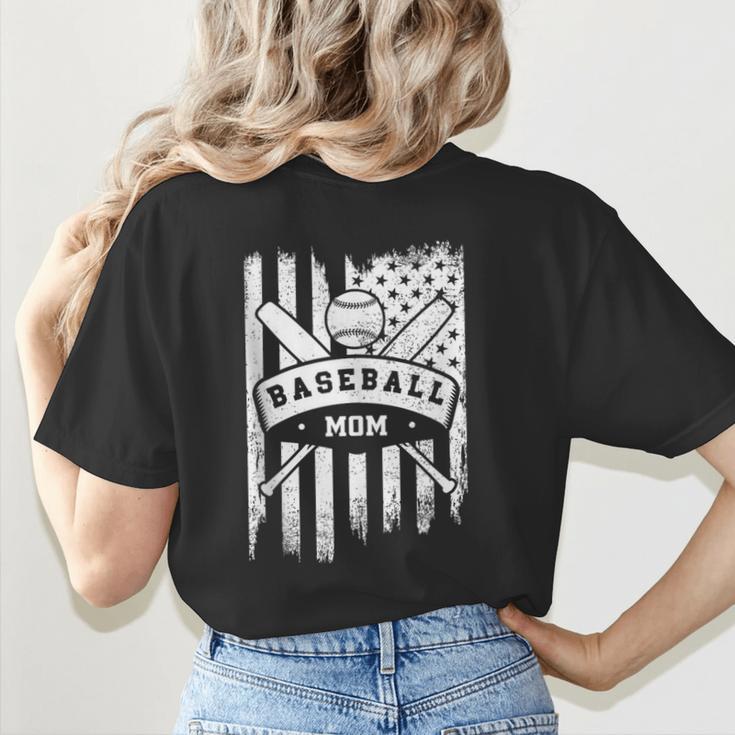 Baseball MOM Cool USA American Flag Family Reunion Women's T-Shirt Back Print Baseball MOM Cool USA American Flag Family Reunion Women's T-Shirt Back Print
