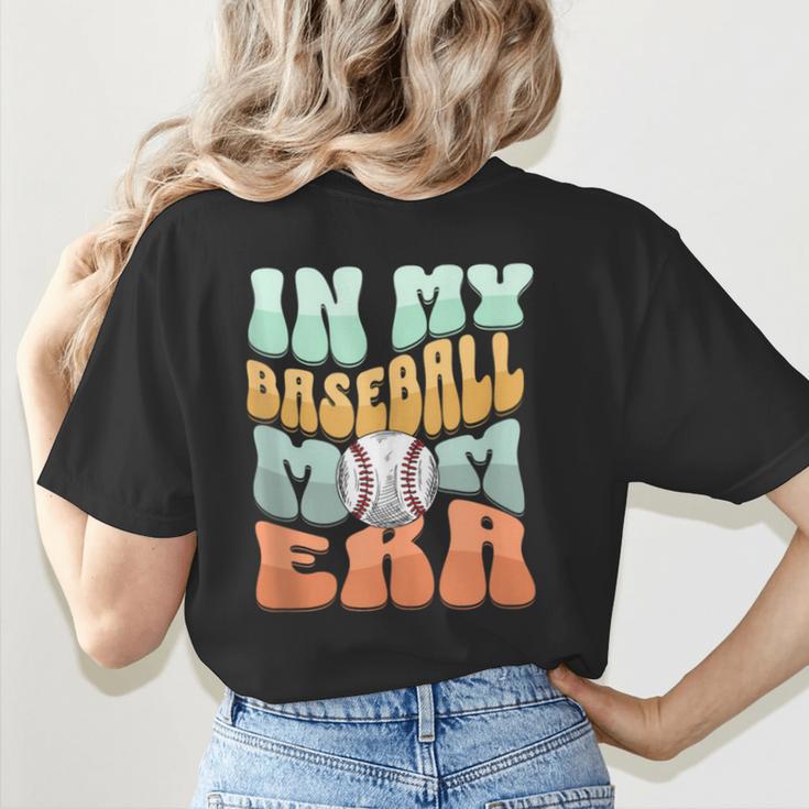 In My Baseball Mom Era Retro Groovy Style Sports Mama Women's T-Shirt Back Print