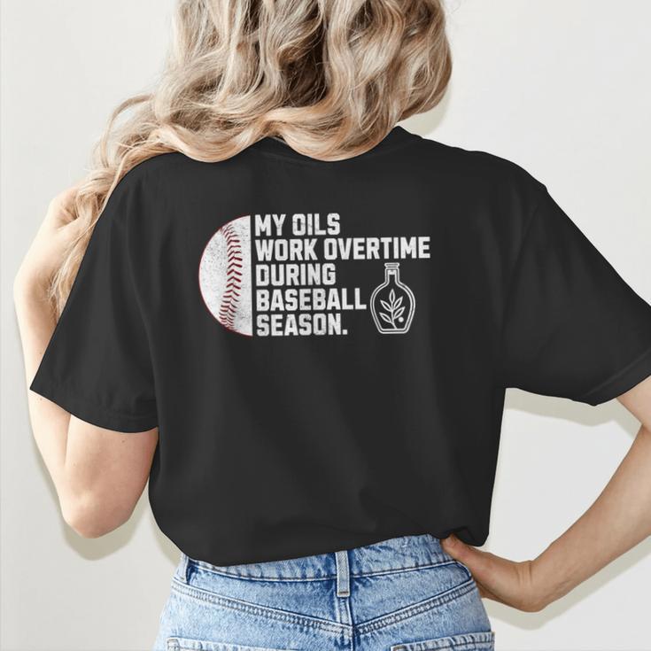 Baseball Mom Essential Oils Meme For Oily Oils Mom Women's T-Shirt Back Print Baseball Mom Essential Oils Meme For Oily Oils Mom Women's T-Shirt Back Print