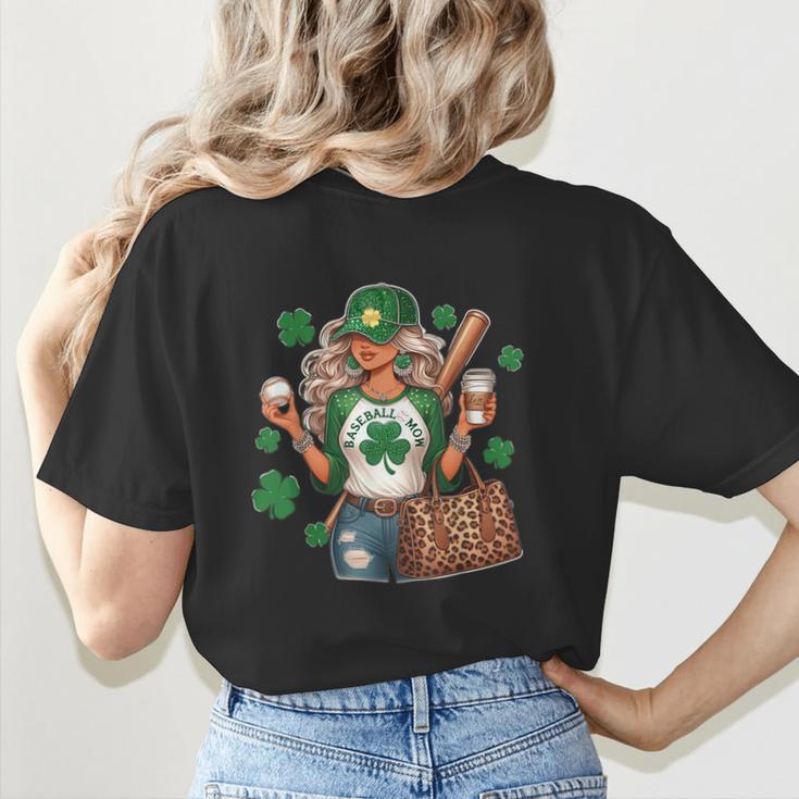 Baseball Mom Green Shamrock St Patrick Day Women Women's T-Shirt Back Print Baseball Mom Green Shamrock St Patrick Day Women Women's T-Shirt Back Print