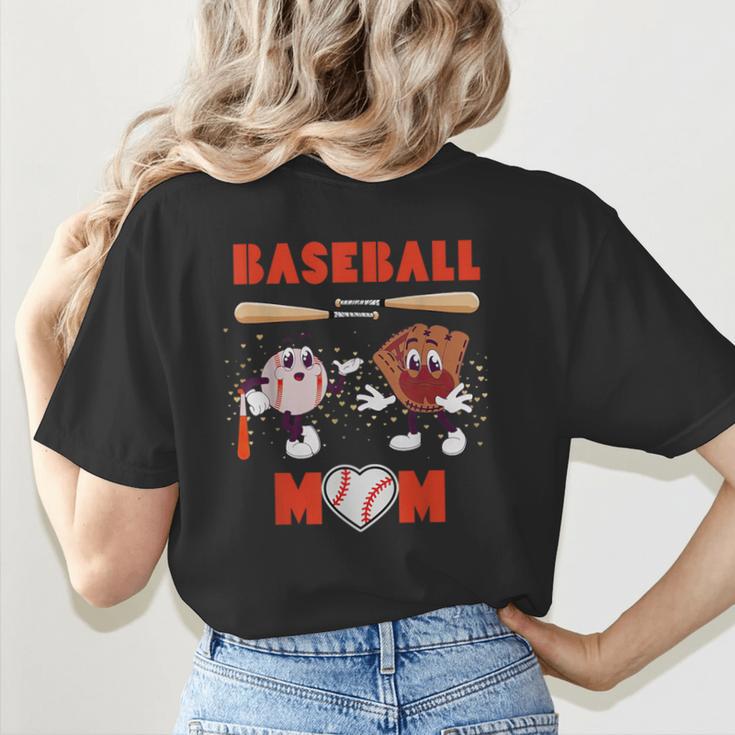 Baseball Mom Heart Baseball Mama Mother's Day Women's T-Shirt Back Print Baseball Mom Heart Baseball Mama Mother's Day Women's T-Shirt Back Print
