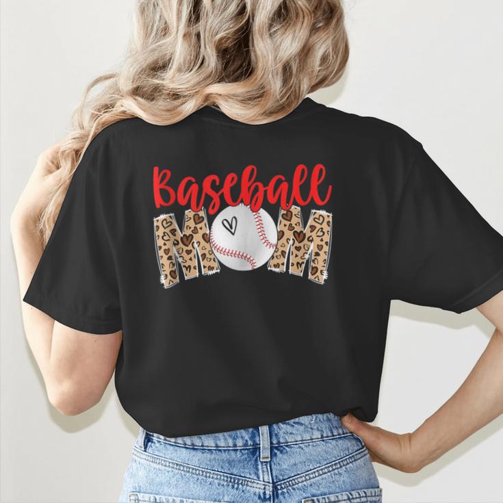 Baseball Mom Leopard Print Cute Mother's Day Sport Lover Women's T-Shirt Back Print Baseball Mom Leopard Print Cute Mother's Day Sport Lover Women's T-Shirt Back Print