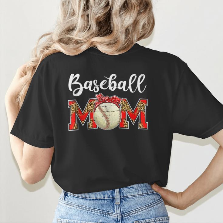 Baseball Mom Leopard Game Day Mom Life Mother's Day Women's T-Shirt Back Print Baseball Mom Leopard Game Day Mom Life Mother's Day Women's T-Shirt Back Print