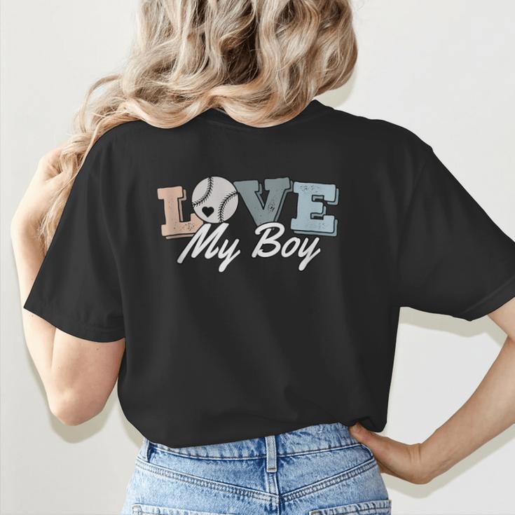 Baseball Mom Love My Boy Retro Casual Letter Print Women's T-Shirt Back Print