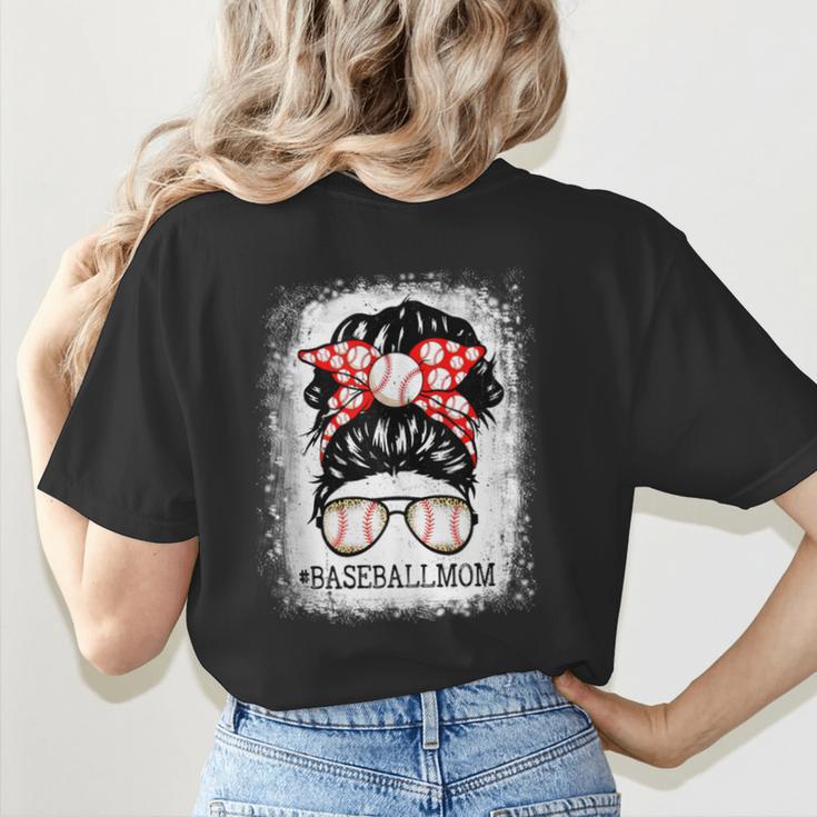 Baseball Mom Messy Bun Hair Player Mom Women's T-Shirt Back Print Baseball Mom Messy Bun Hair Player Mom Women's T-Shirt Back Print