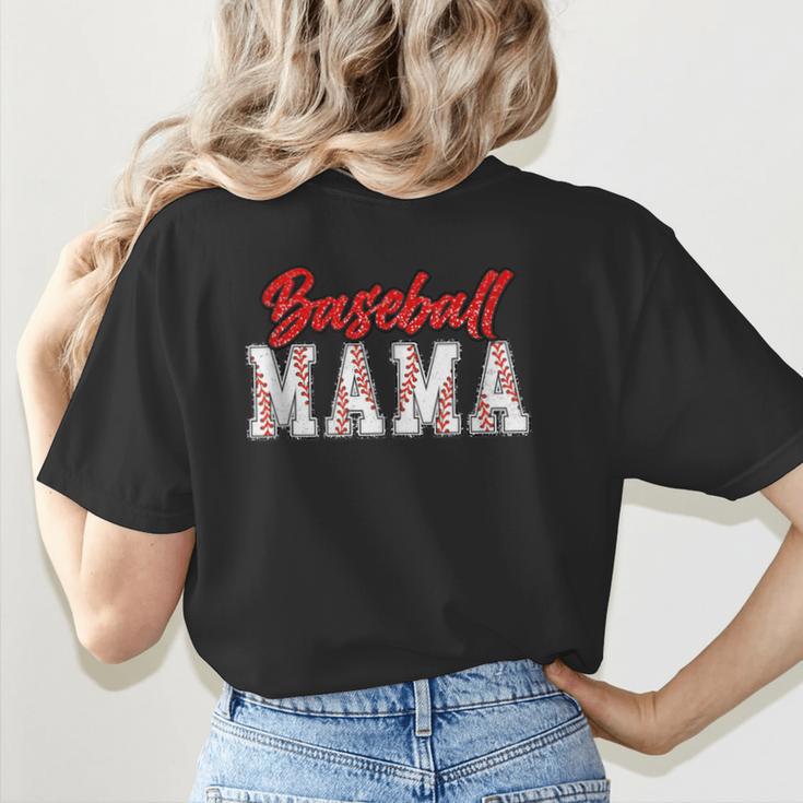 Baseball Mom Retro Groovy Baseball Mama Women Mother's Day Women's T-Shirt Back Print Baseball Mom Retro Groovy Baseball Mama Women Mother's Day Women's T-Shirt Back Print