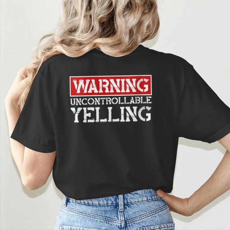 Baseball Mom Warning Uncontrollable Yelling Funny Sign Women's T-Shirt Back Print Baseball Mom Warning Uncontrollable Yelling Funny Sign Women's T-Shirt Back Print