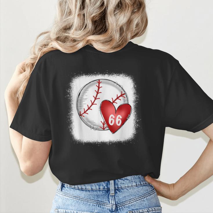 Bleached Custom Baseball Mom Number 66 Heart For Mom Women's T-Shirt Back Print Bleached Custom Baseball Mom Number 66 Heart For Mom Women's T-Shirt Back Print