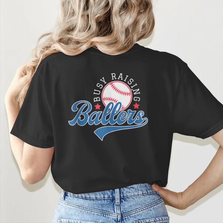 Busy Raising Ballers Baseball Mom Group Tee Women's T-Shirt Back Print Busy Raising Ballers Baseball Mom Group Tee Women's T-Shirt Back Print