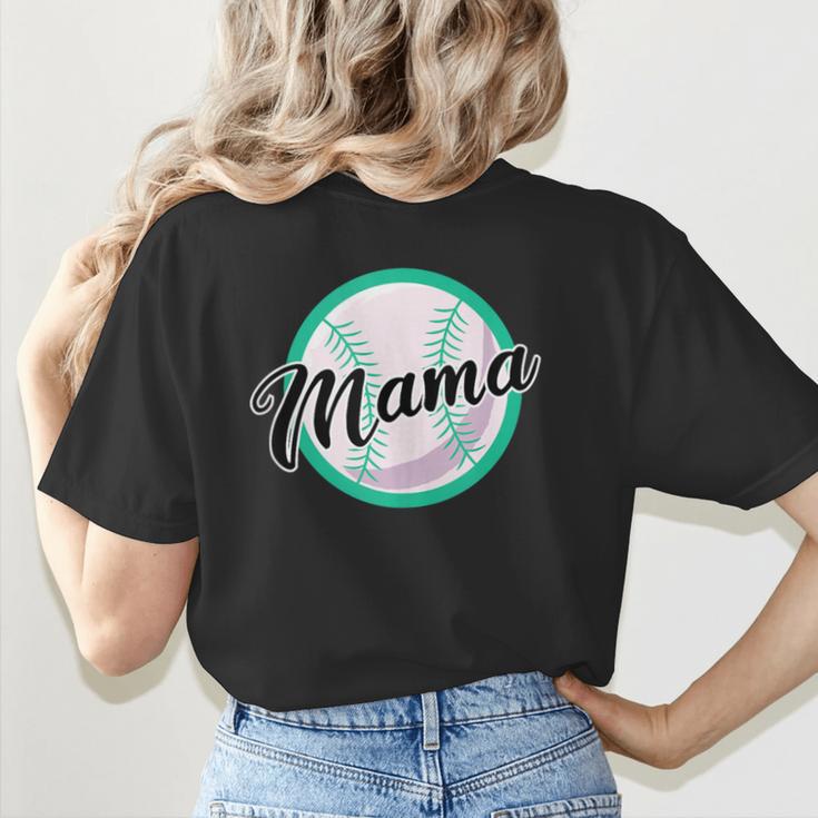 Cute Mama Script Font On Baseball Mom Women's T-Shirt Back Print Cute Mama Script Font On Baseball Mom Women's T-Shirt Back Print