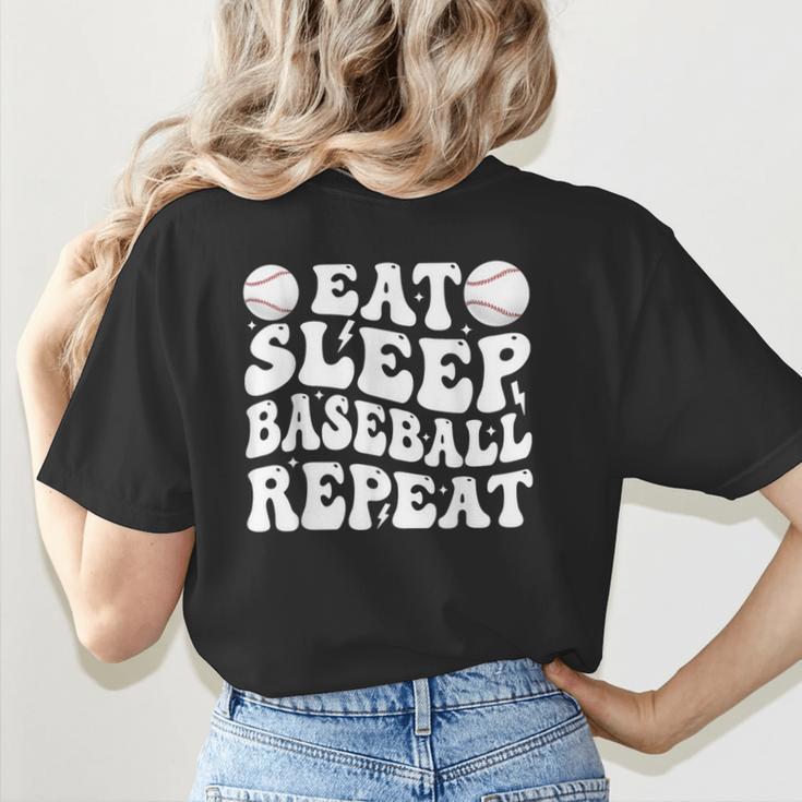 Eat Sleep Baseball Repeat Baseball Lover Baseball Mom Girls Women's T-Shirt Back Print