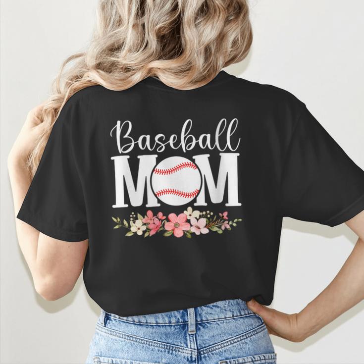 Floral Baseball Mom Mother's Day Cute Baseball Mama Mommy Women's T-Shirt Back Print Floral Baseball Mom Mother's Day Cute Baseball Mama Mommy Women's T-Shirt Back Print