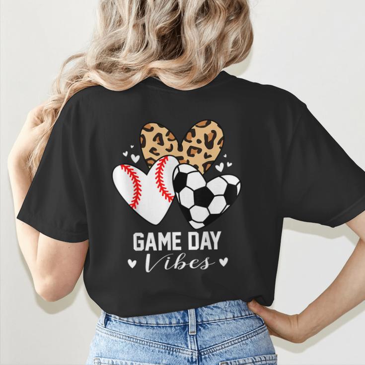 Game Day Vibes Soccer Baseball Mom Heart Women's T-Shirt Back Print Game Day Vibes Soccer Baseball Mom Heart Women's T-Shirt Back Print