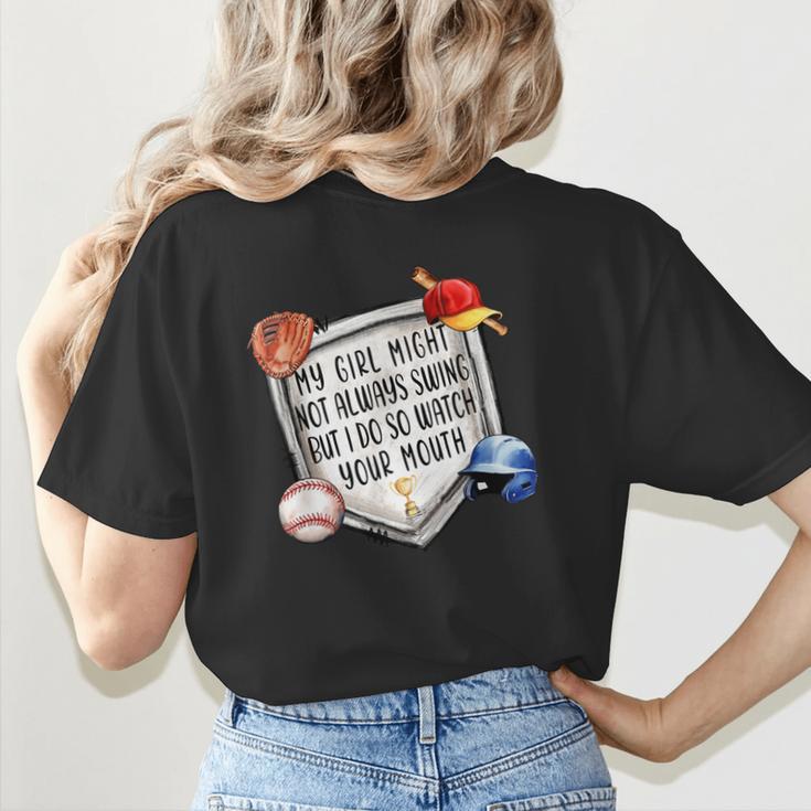 My Girl Might Not Always Swing But I Do Baseball Mom Mama Women's T-Shirt Back Print My Girl Might Not Always Swing But I Do Baseball Mom Mama Women's T-Shirt Back Print