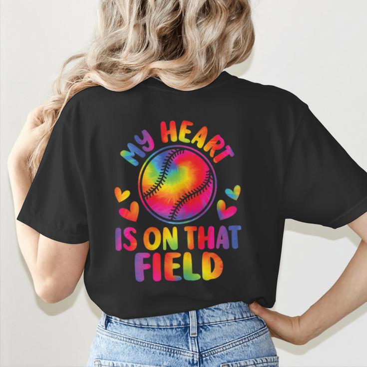 My Heart Is On That Field Cute Baseball Mom Women Women's T-Shirt Back Print