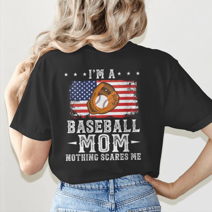 I'm a Baseball Mom Nothing Scares Me Baseball Women's T-Shirt Back Print I'm a Baseball Mom Nothing Scares Me Baseball Women's T-Shirt Back Print