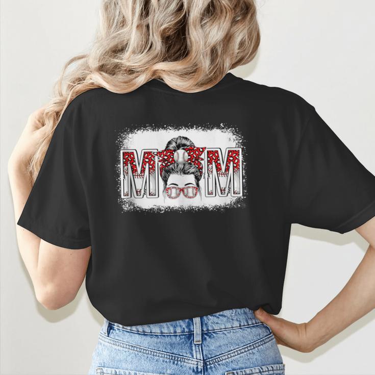 Leopard Baseball Mom Mama Mother's Day Son Daughter Boys Women's T-Shirt Back Print