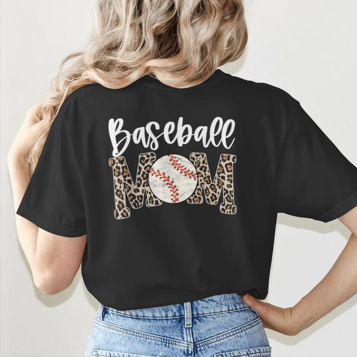 Leopard Baseball Mom Baseball Mama Retro Cute Mother's Day Women's T-Shirt Back Print Leopard Baseball Mom Baseball Mama Retro Cute Mother's Day Women's T-Shirt Back Print
