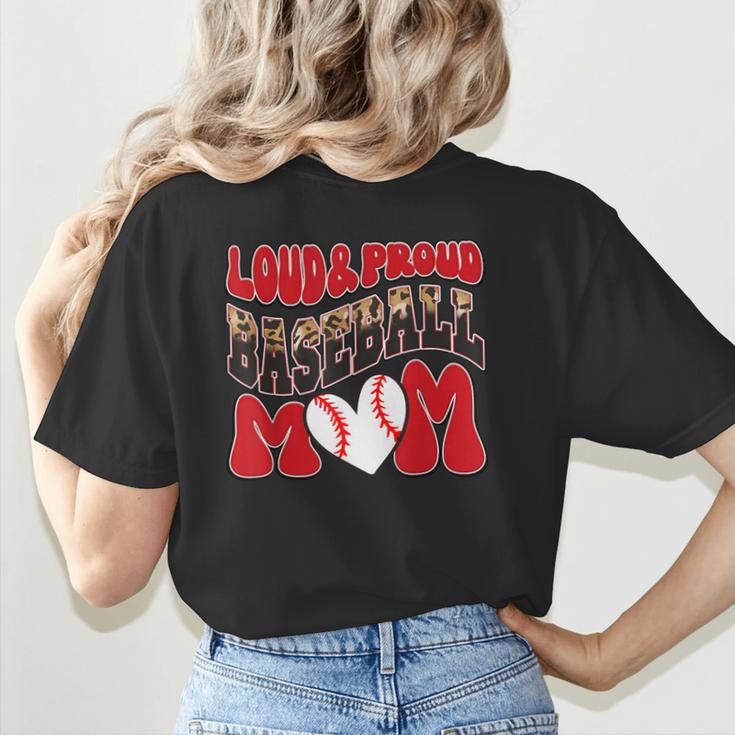 Loud Proud Baseball Mom Red Team Leopard Baseball Mom Squad Women's T-Shirt Back Print Loud Proud Baseball Mom Red Team Leopard Baseball Mom Squad Women's T-Shirt Back Print