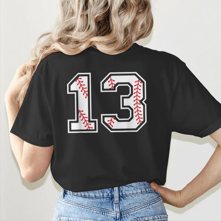 Lucky Number 13 Baseball Mom Baseball Number 13 Lucky 13 Women's T-Shirt Back Print