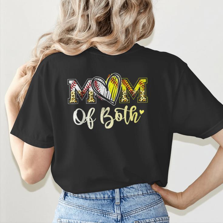 Mom Of Both Softball Baseball Mom Women's T-Shirt Back Print Mom Of Both Softball Baseball Mom Women's T-Shirt Back Print