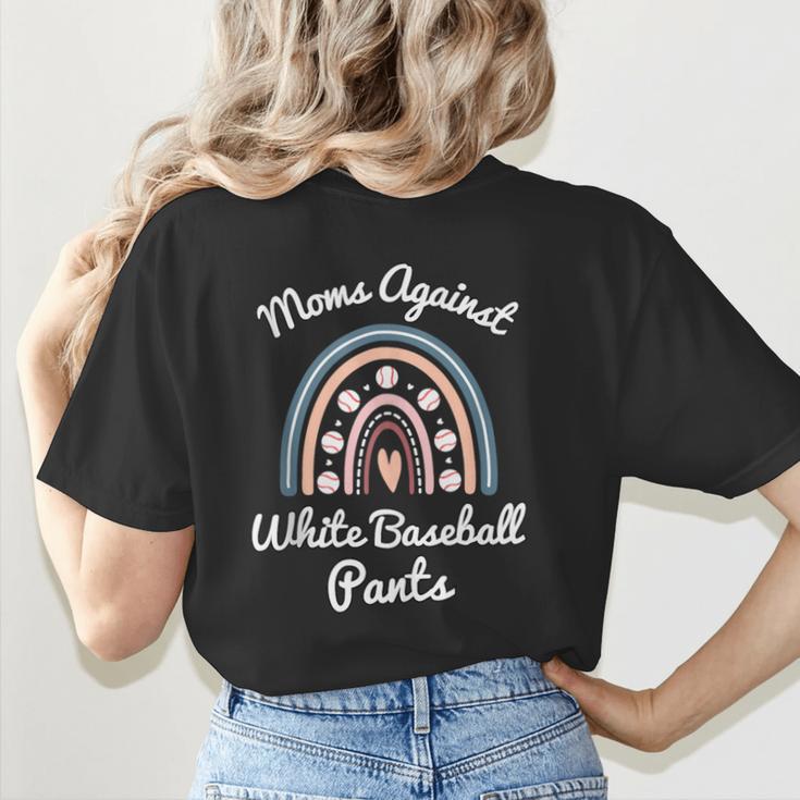 Moms Against Baseball Pants Baseball Mom Rainbow Women's T-Shirt Back Print Moms Against Baseball Pants Baseball Mom Rainbow Women's T-Shirt Back Print