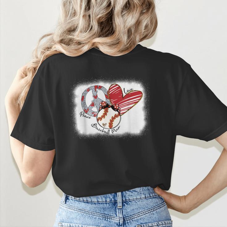 Peace Love Baseball Mom Mommy Women's T-Shirt Back Print