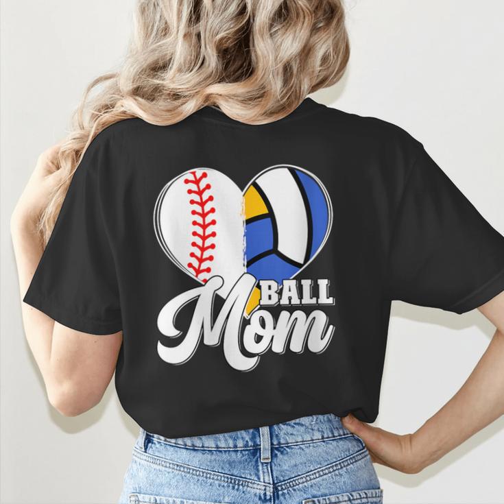 Proud Ball Mom Volleyball Baseball Mom Heart Women's T-Shirt Back Print