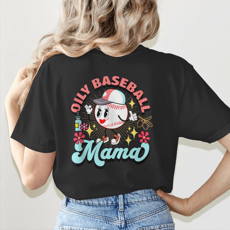 Retro Oily Baseball Mom Meme For Essential Oils Game Day Women's T-Shirt Back Print