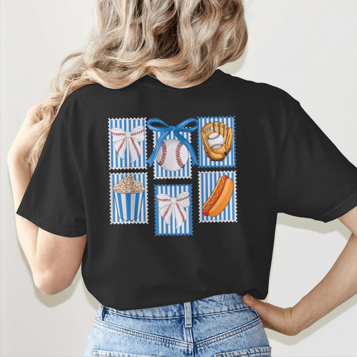Stamps Coquette Bow Baseball Kids Youth Girls Baseball Mom Women's T-Shirt Back Print Stamps Coquette Bow Baseball Kids Youth Girls Baseball Mom Women's T-Shirt Back Print