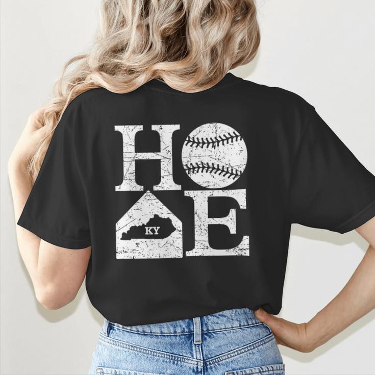 Vintage Baseball Home Kentucky State Outline Baseball Mom Women's T-Shirt Back Print Vintage Baseball Home Kentucky State Outline Baseball Mom Women's T-Shirt Back Print