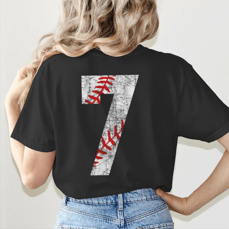 Vintage Baseball Mom 7 Jersey Baseball Favorite Player Women's T-Shirt Back Print Vintage Baseball Mom 7 Jersey Baseball Favorite Player Women's T-Shirt Back Print