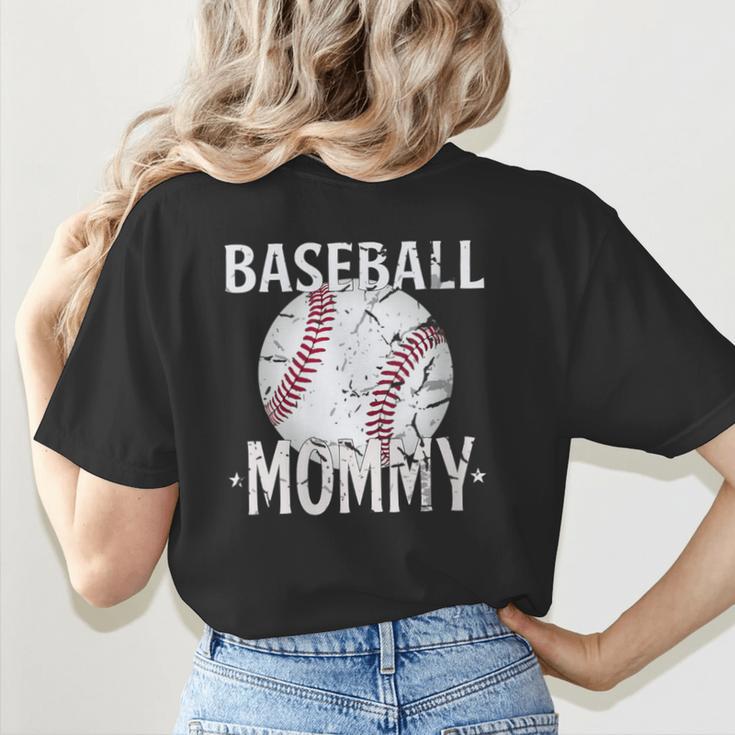 Vintage Baseball Mommy Mother's Day Sports Lover Mom Women's T-Shirt Back Print