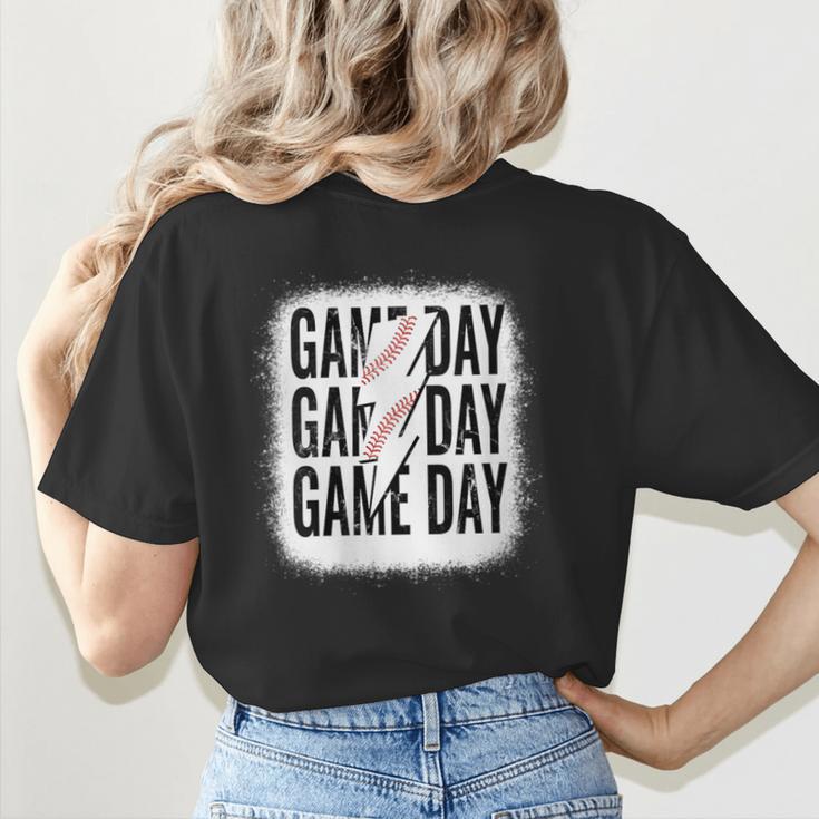 Womens Baseball Mom Leopard Game Day Mother's Day Women's T-Shirt Back Print Womens Baseball Mom Leopard Game Day Mother's Day Women's T-Shirt Back Print