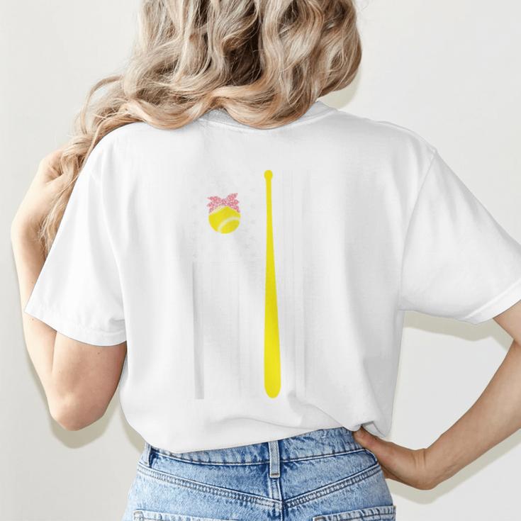 American Flag Baseball Mom Team Women's T-Shirt Back Print