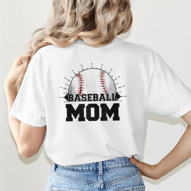 American Flag Patriotic Game Day Baseball Mom Women's T-Shirt Back Print American Flag Patriotic Game Day Baseball Mom Women's T-Shirt Back Print