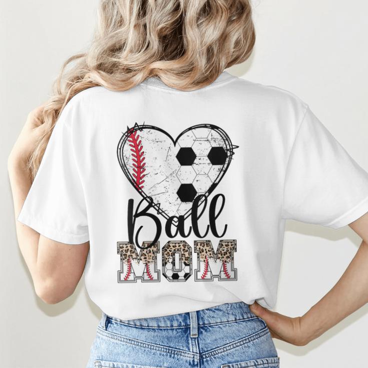 Ball Mom Heart Soccer Baseball Mom Women's T-Shirt Back Print Ball Mom Heart Soccer Baseball Mom Women's T-Shirt Back Print