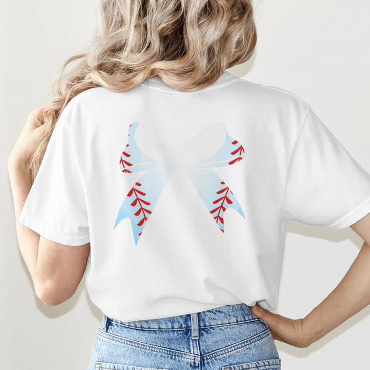 Baseball Bow Baseball Mom Women Baseball Mama Premium Women's T-Shirt Back Print