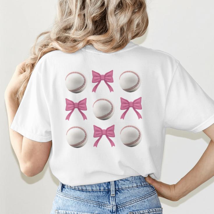 Baseball Boys Girls Baseball Mom Tee Pink Bow Baseball Women's T-Shirt Back Print Baseball Boys Girls Baseball Mom Tee Pink Bow Baseball Women's T-Shirt Back Print