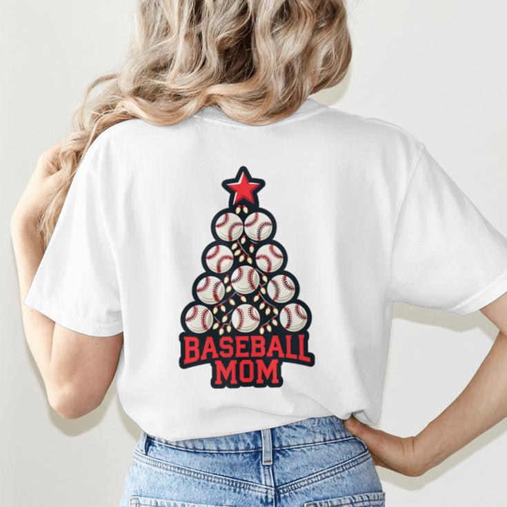 Baseball Christmas Tree Proud Baseball Mom Tee Women's T-Shirt Back Print Baseball Christmas Tree Proud Baseball Mom Tee Women's T-Shirt Back Print
