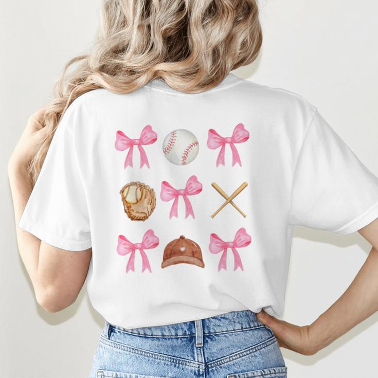 Baseball Coquette Bow Baseball Mama Baseball Mom Premium Women's T-Shirt Back Print Baseball Coquette Bow Baseball Mama Baseball Mom Premium Women's T-Shirt Back Print