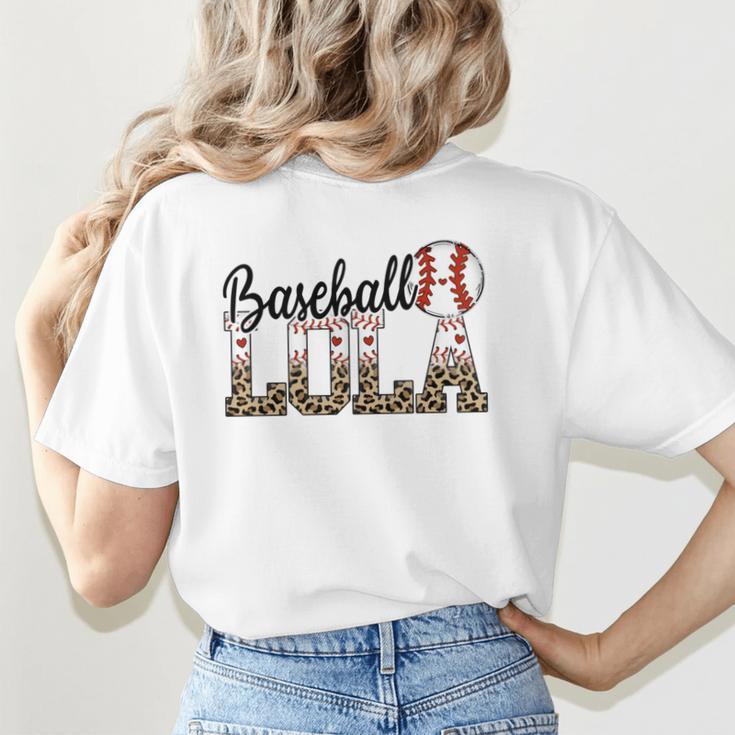 Baseball Lola Women BallPark Lola Baseball Mom Mother's Day Women's T-Shirt Back Print
