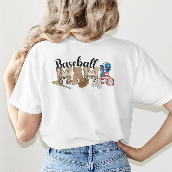 Baseball Mama Leopard Baseball Mom Mother's Day Women's T-Shirt Back Print