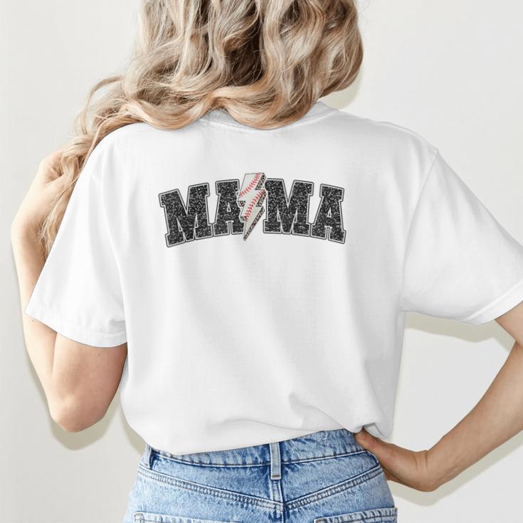 Baseball Mama Rocks Lightning Baseball Mom Mother's Day Women's T-Shirt Back Print Baseball Mama Rocks Lightning Baseball Mom Mother's Day Women's T-Shirt Back Print