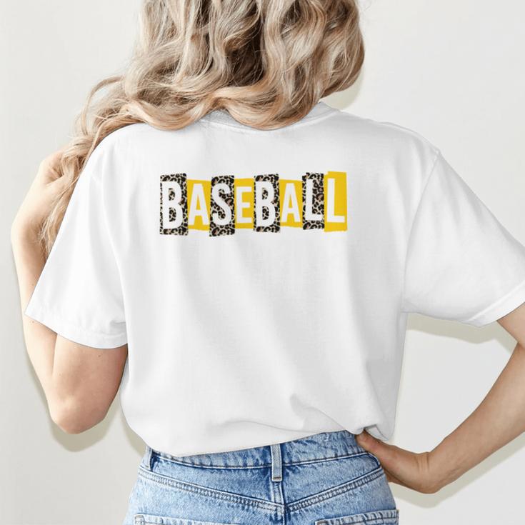 Baseball Mama Yellow Leopard Print Baseball Mom Gear Sports Women's T-Shirt Back Print Baseball Mama Yellow Leopard Print Baseball Mom Gear Sports Women's T-Shirt Back Print