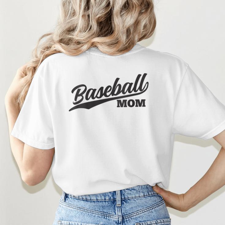 Baseball Mom 1970s Retro Cursive Font Women's T-Shirt Back Print Baseball Mom 1970s Retro Cursive Font Women's T-Shirt Back Print