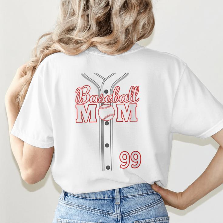 Baseball Mom 99 Number 99 Jersey Team Numbered Jersey Women's T-Shirt Back Print Baseball Mom 99 Number 99 Jersey Team Numbered Jersey Women's T-Shirt Back Print