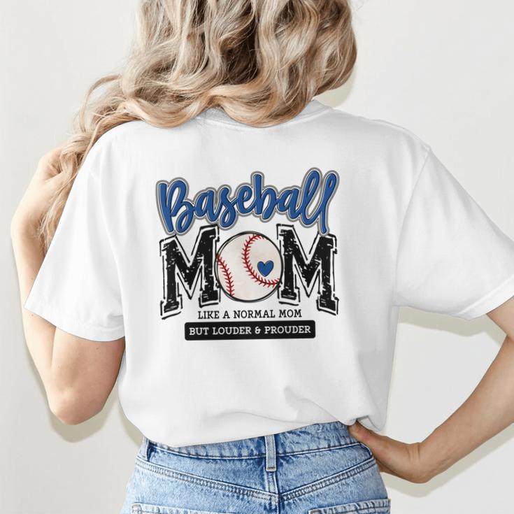 Baseball Mom Blue Varsity Baseball Mama Cute Mother's Day Women's T-Shirt Back Print