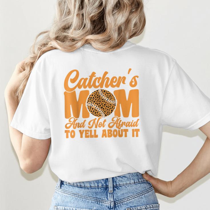 Baseball Mom Catcher's Mom Leopard Softball Mom Women's T-Shirt Back Print Baseball Mom Catcher's Mom Leopard Softball Mom Women's T-Shirt Back Print